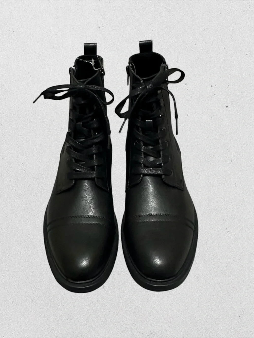 Unlisted. Black Lace-Up Side-Zip Leather Boots
